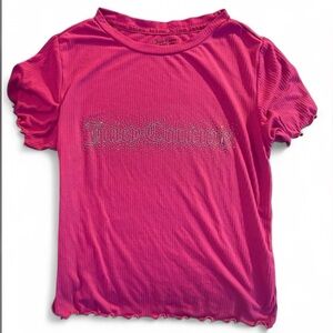 Juicy Couture Vibrant Pink Ribbed Short Sleeve Tee size S